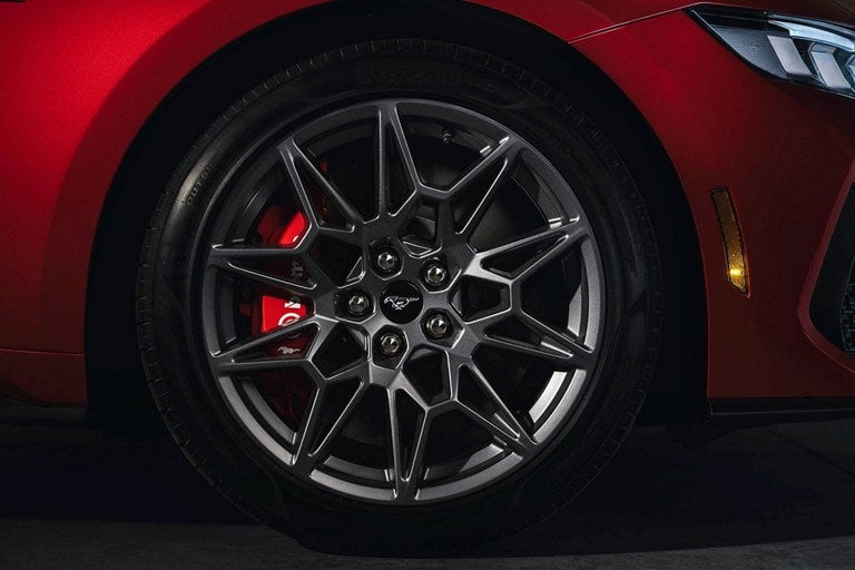 2024 Ford Mustang® model with a close-up of a wheel and brake caliper | Casa Ford in El Paso TX