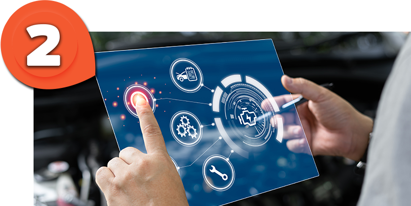 Technicians examining the plan