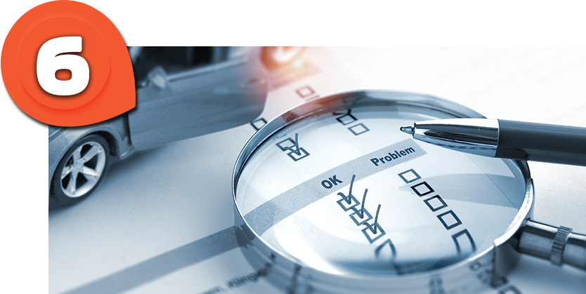 Magnifying glass on the vehicle title